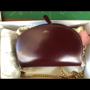 A.P.C Wine Luna patent leather shoulder bag
